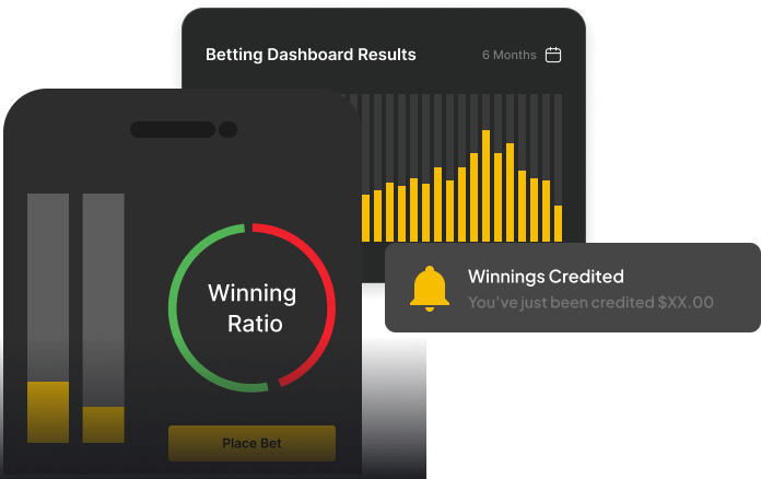 A mobile app displaying the winning dashboard results