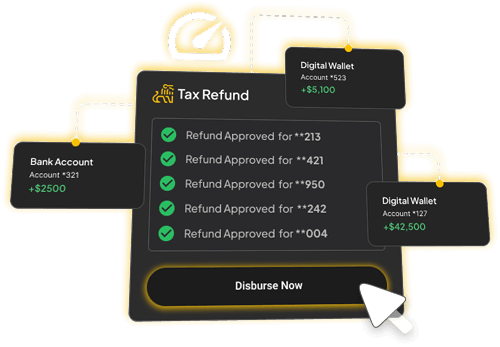 Tax refund software dashboard on a desktop