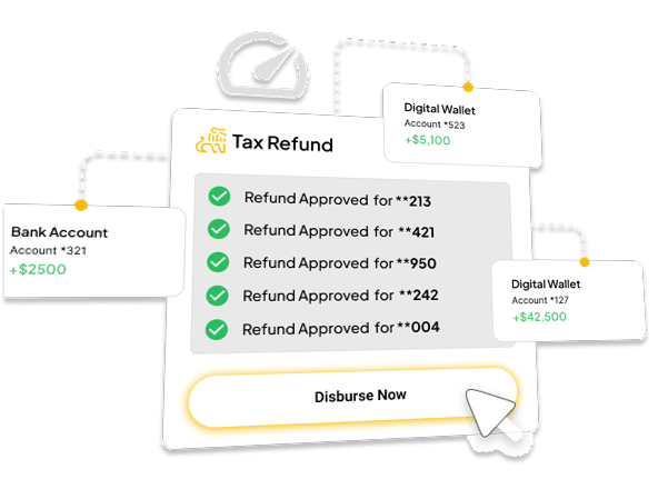 Tax refund software dashboard on a desktop